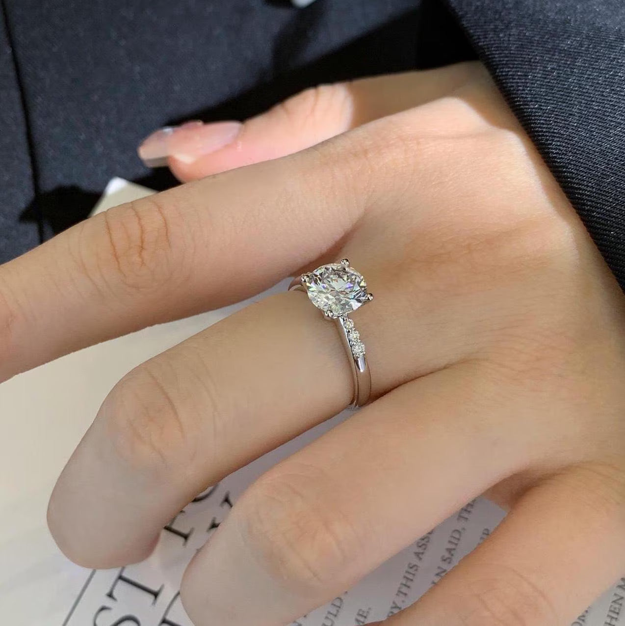 1.80tcw Round Lab Grown Diamond Solitaire Pavé Ring | 1.70ct Center | IGI Certified