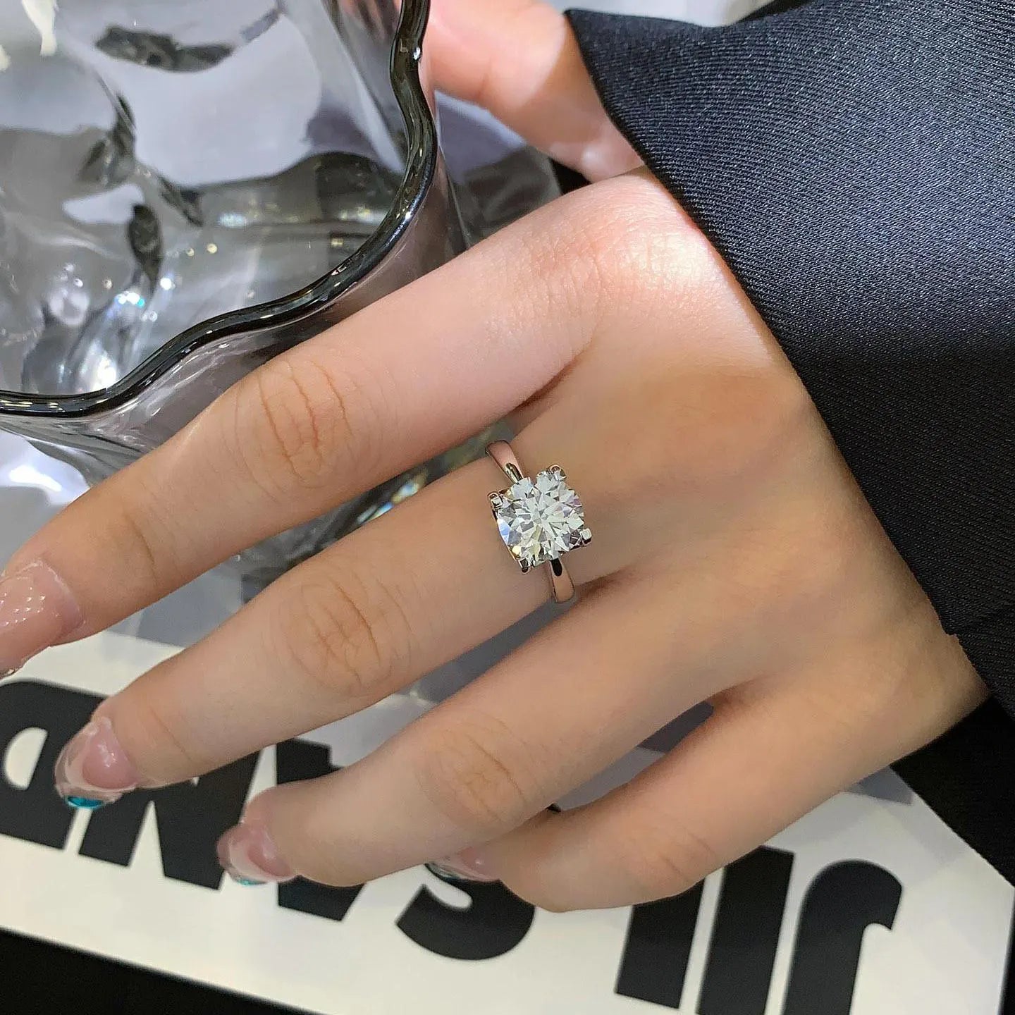 IGI certified round lab grown diamond solitaire ring