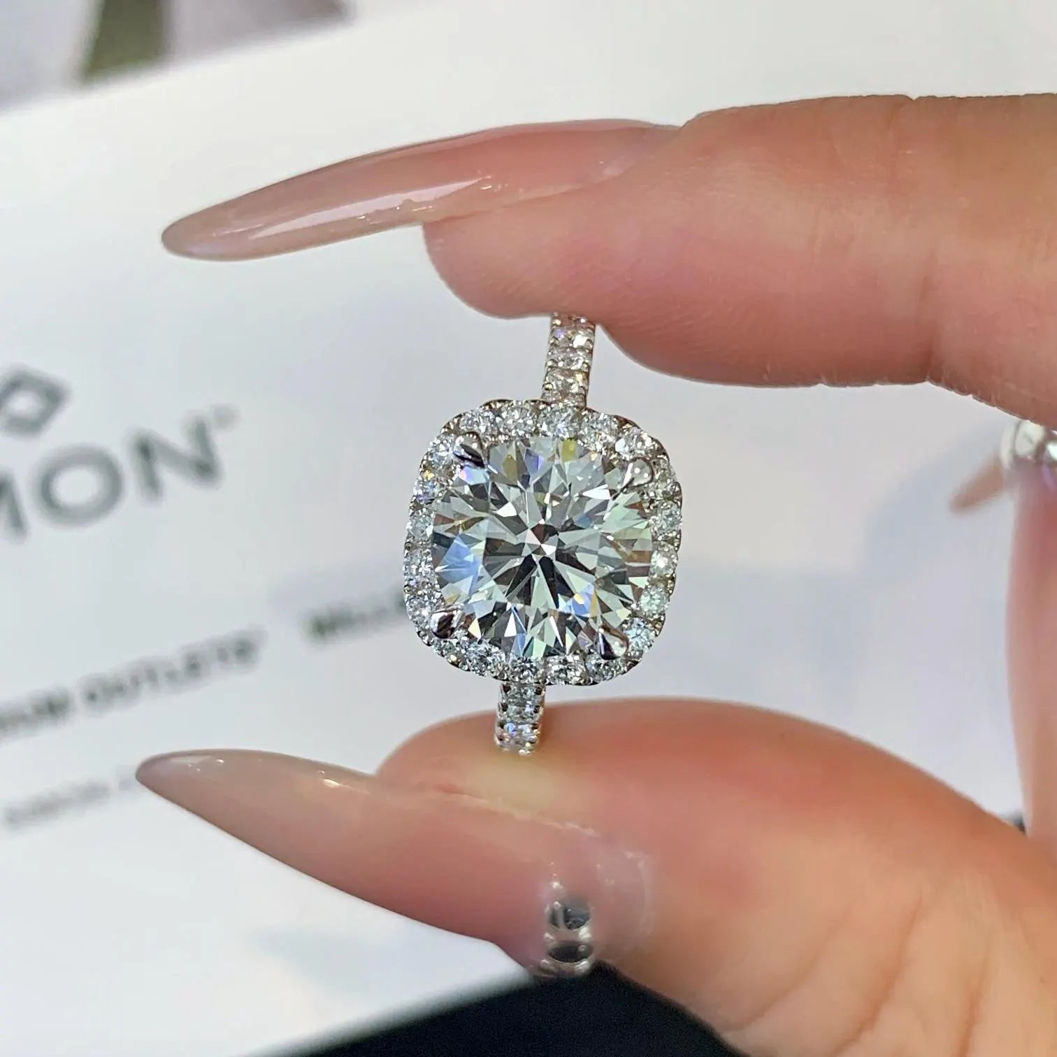 Round 2.80tcw Lab Grown Diamond Halo Cathedral Shank Engagement Ring, D-E-F Color, VVS-VS Clarity - IGI Certified