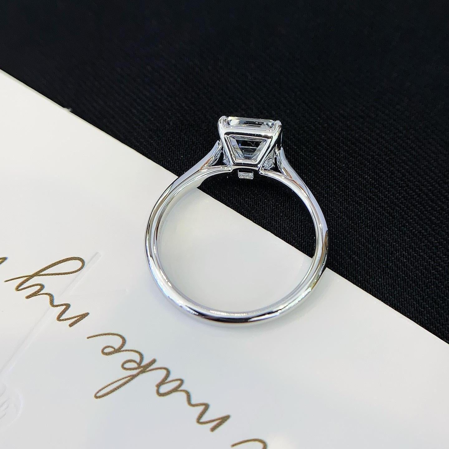 Asscher 2.20tcw Lab Grown Diamond Solitaire Cathedral Shank Engagement Ring, D-E-F Color, VVS-VS Clarity - IGI Certified