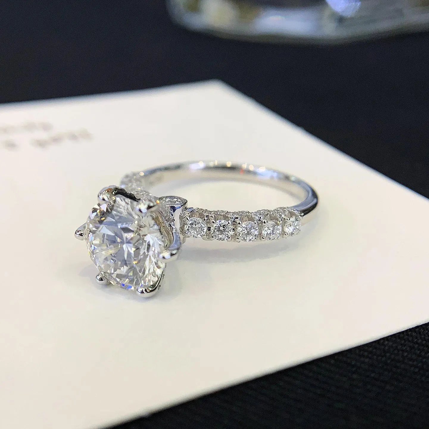 Round 3.30tcw Lab Diamond Accent Engagement Ring | IGI Certified