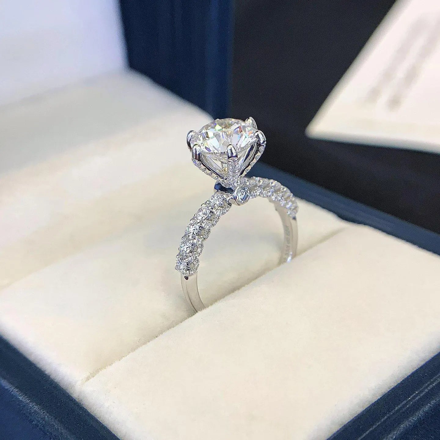 Round 3.30tcw Lab Diamond Accent Engagement Ring | IGI Certified