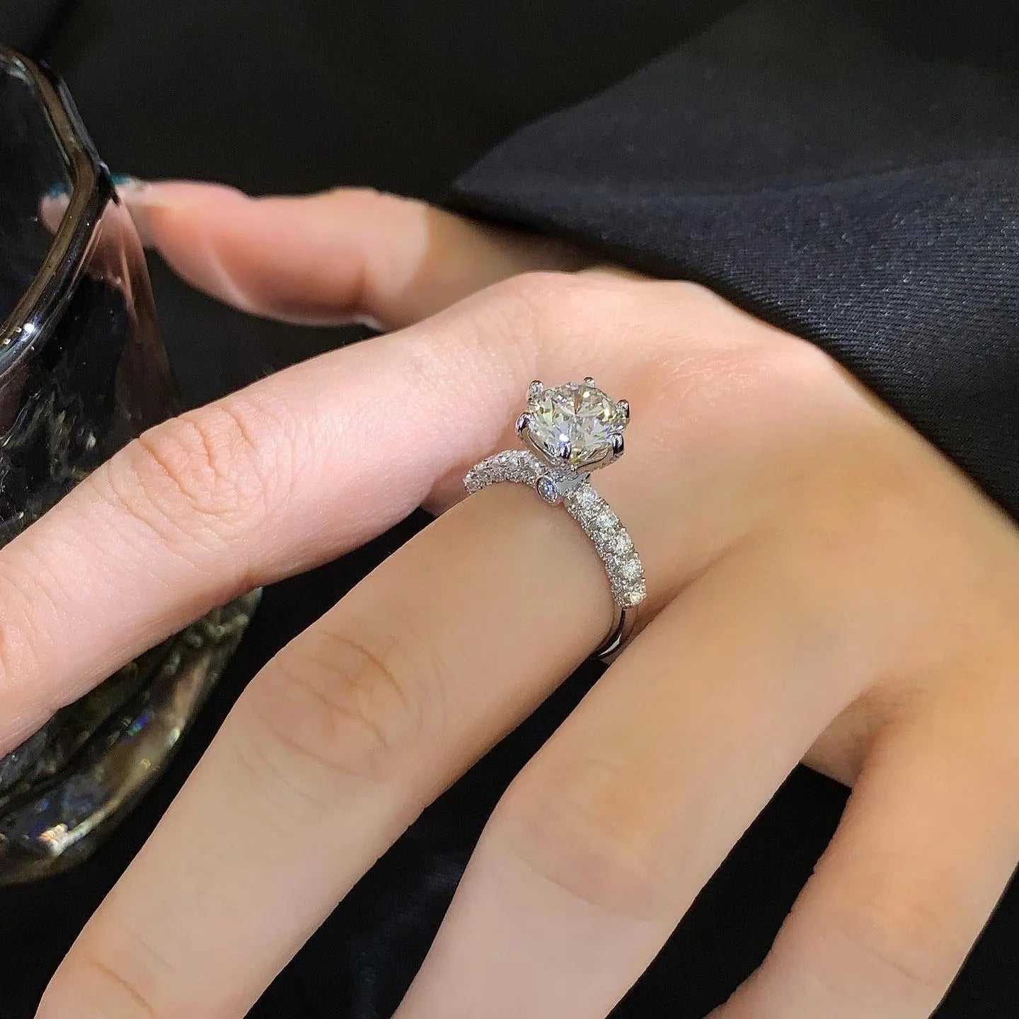 Round 3.30tcw Lab Diamond Accent Engagement Ring | IGI Certified