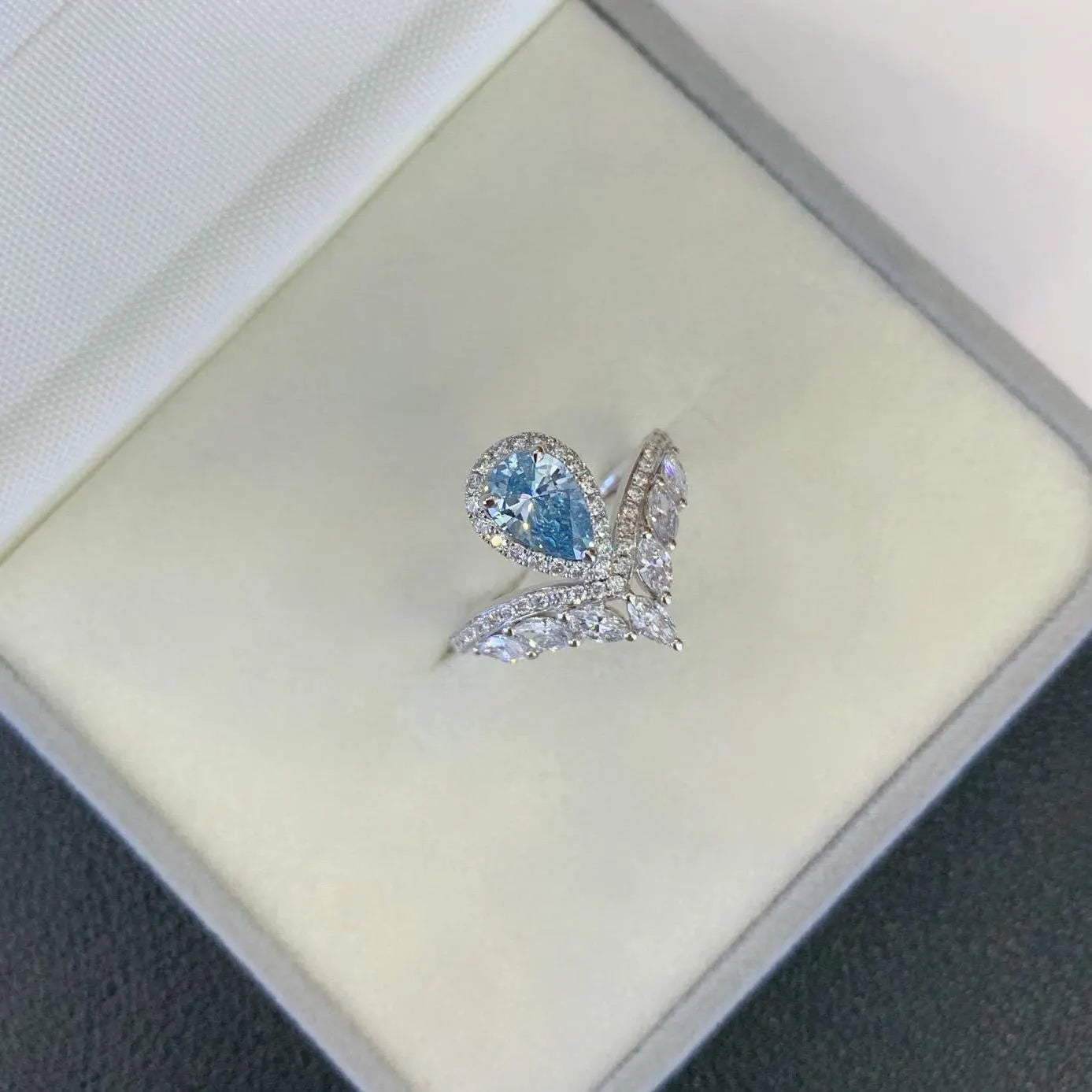 Fancy Pear 2.30tcw Lab Grown Diamond Halo With Unique Design Engagement Ring, VVS-VS Clarity - IGI Certified