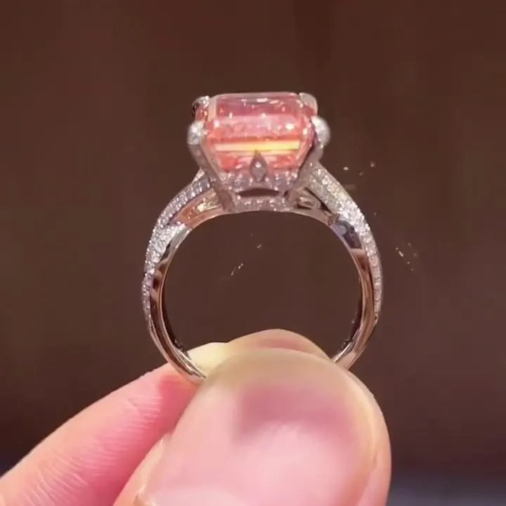 Fancy Pink 5ct Emerald Lab Diamond Ring | 0.50ct Side Stones | IGI Certified | 5.50tcw Engagement
