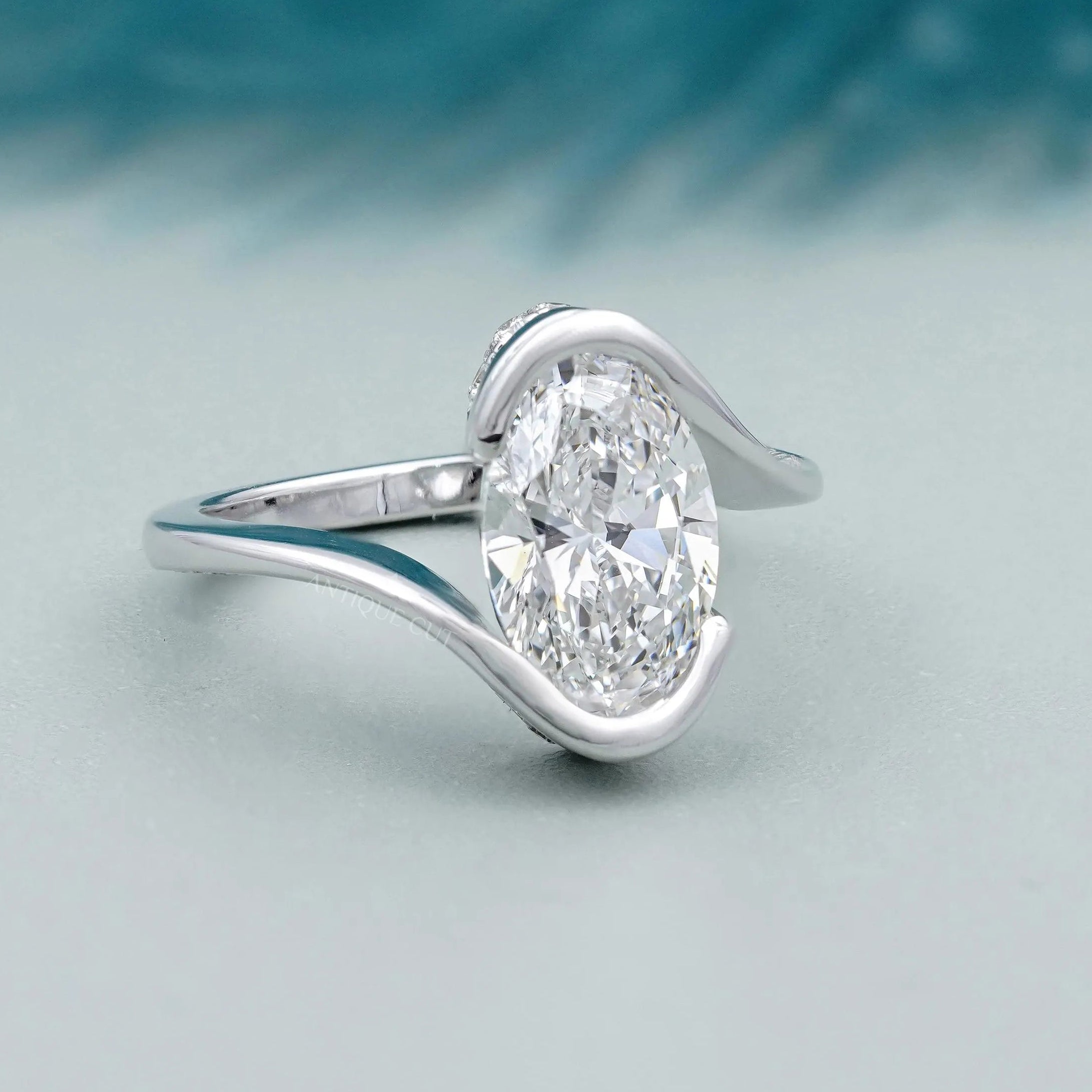 Lab grown diamond oval pave ring