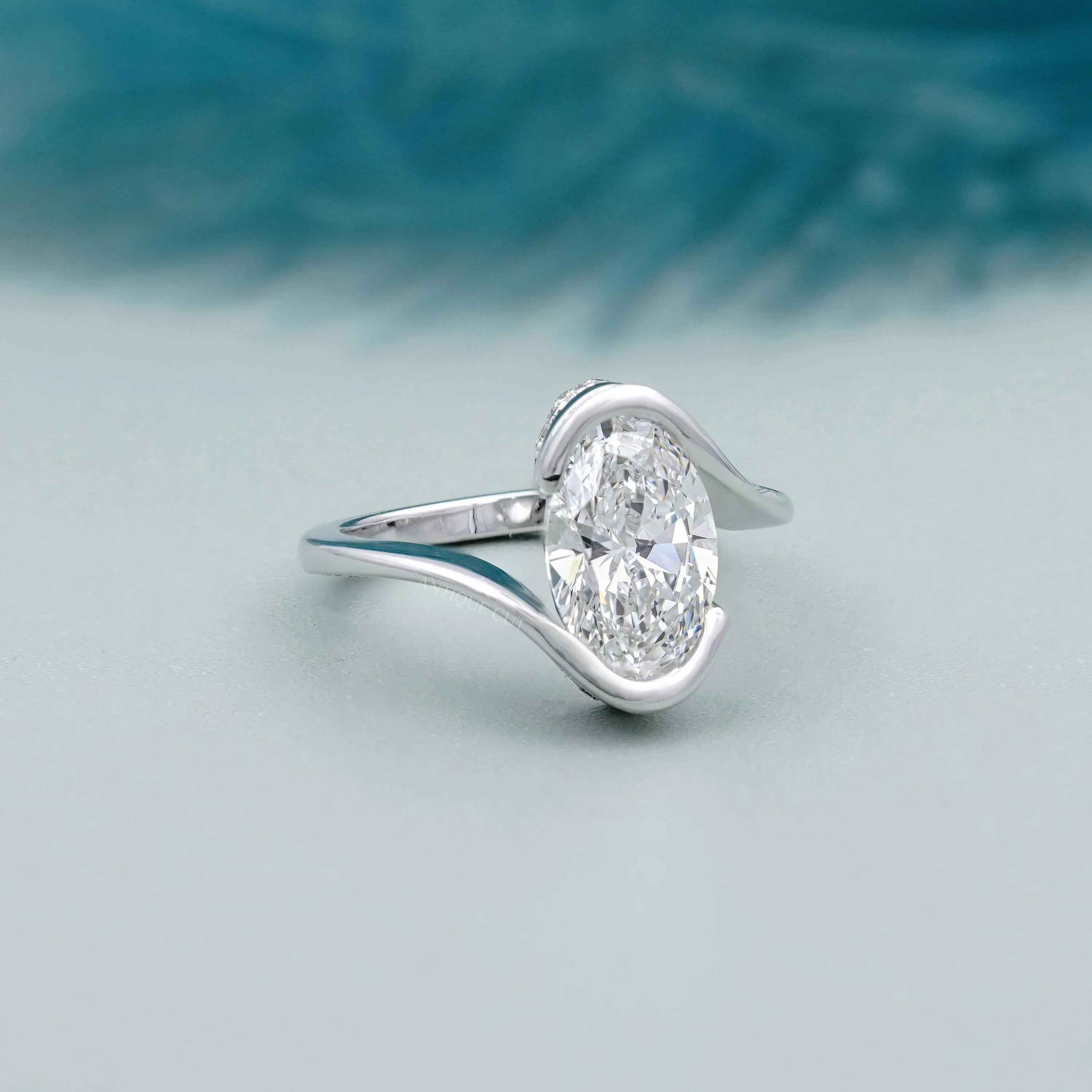 Lab grown diamond oval pave ring