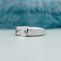 Horizontal emerald cut solitaire ring for men