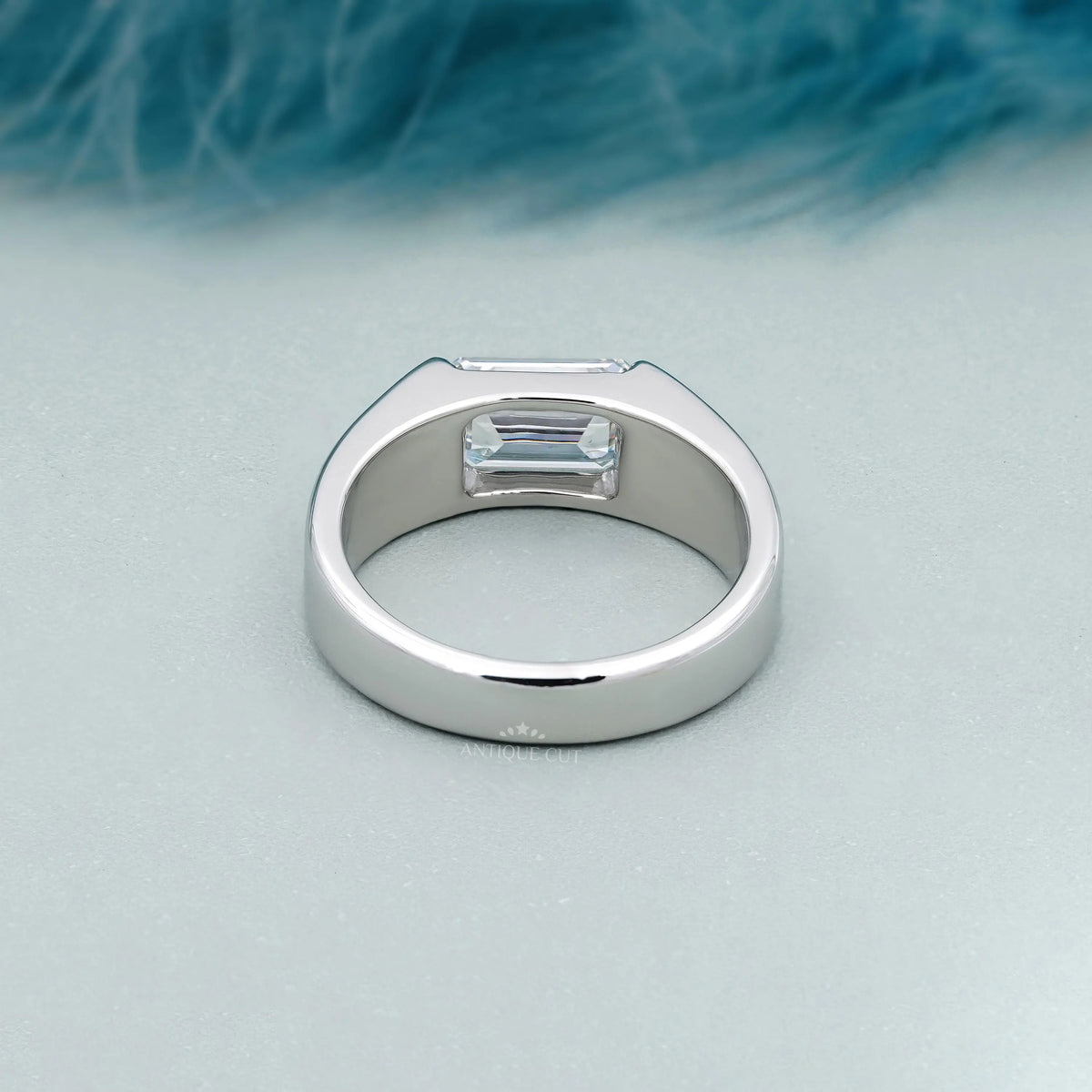 IGI Certified emerald cut lab grown diamond men's ring