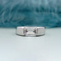 Men's East West Emerald Cut Engagement Ring White Gold Solitaire IGI Certified
