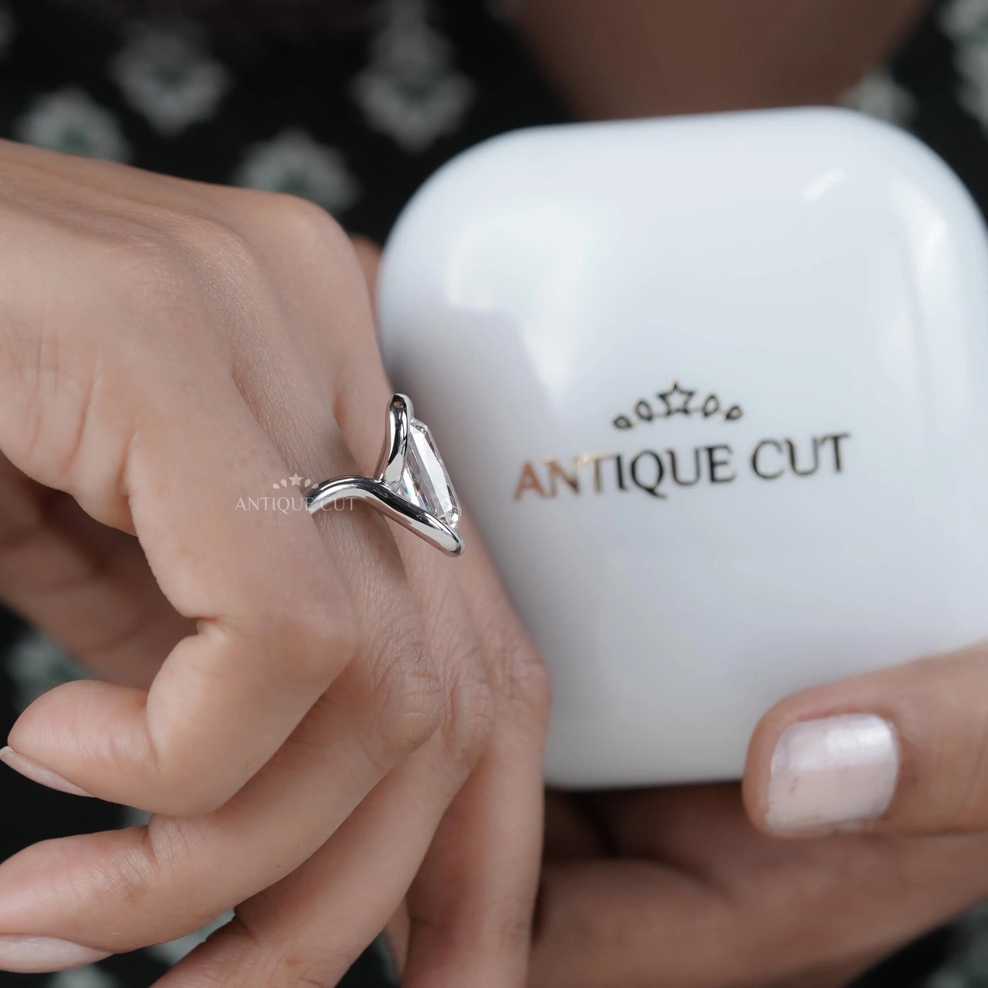Fine jewelry cushion cut diamond ring with vintage setting