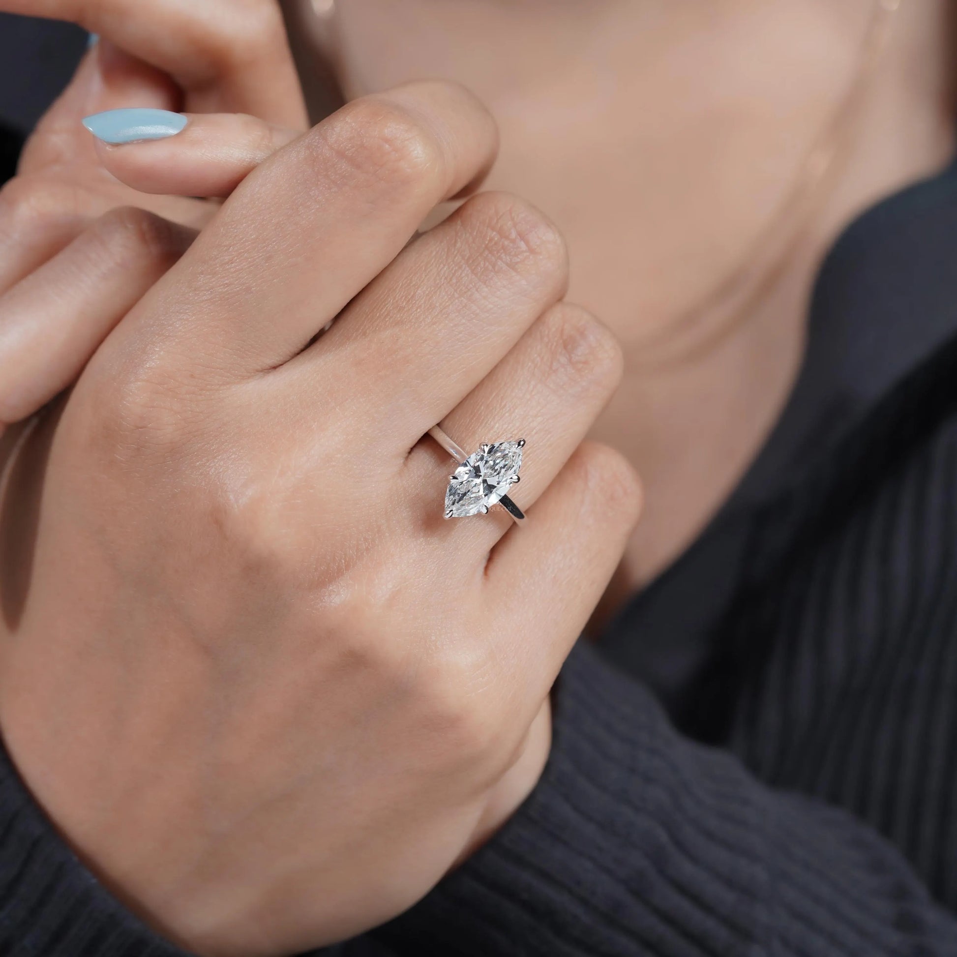 2.50ct Marquise Solitaire Ring | Lab Diamond IGI Certified | Marquise Cut Engagement Ring