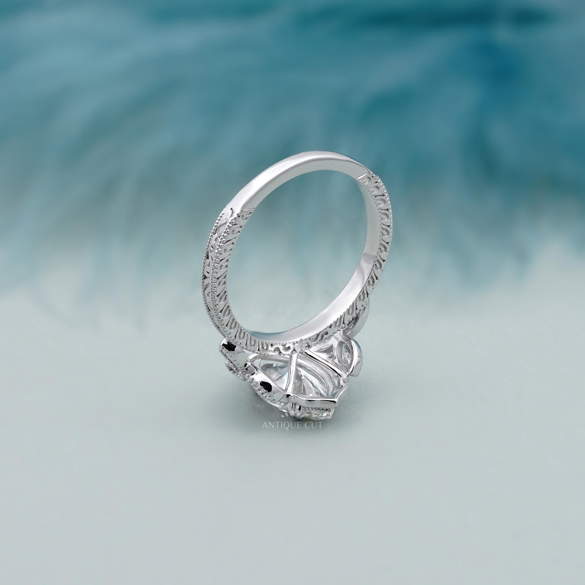 Marquise cut diamond ring with elegant side stone accents