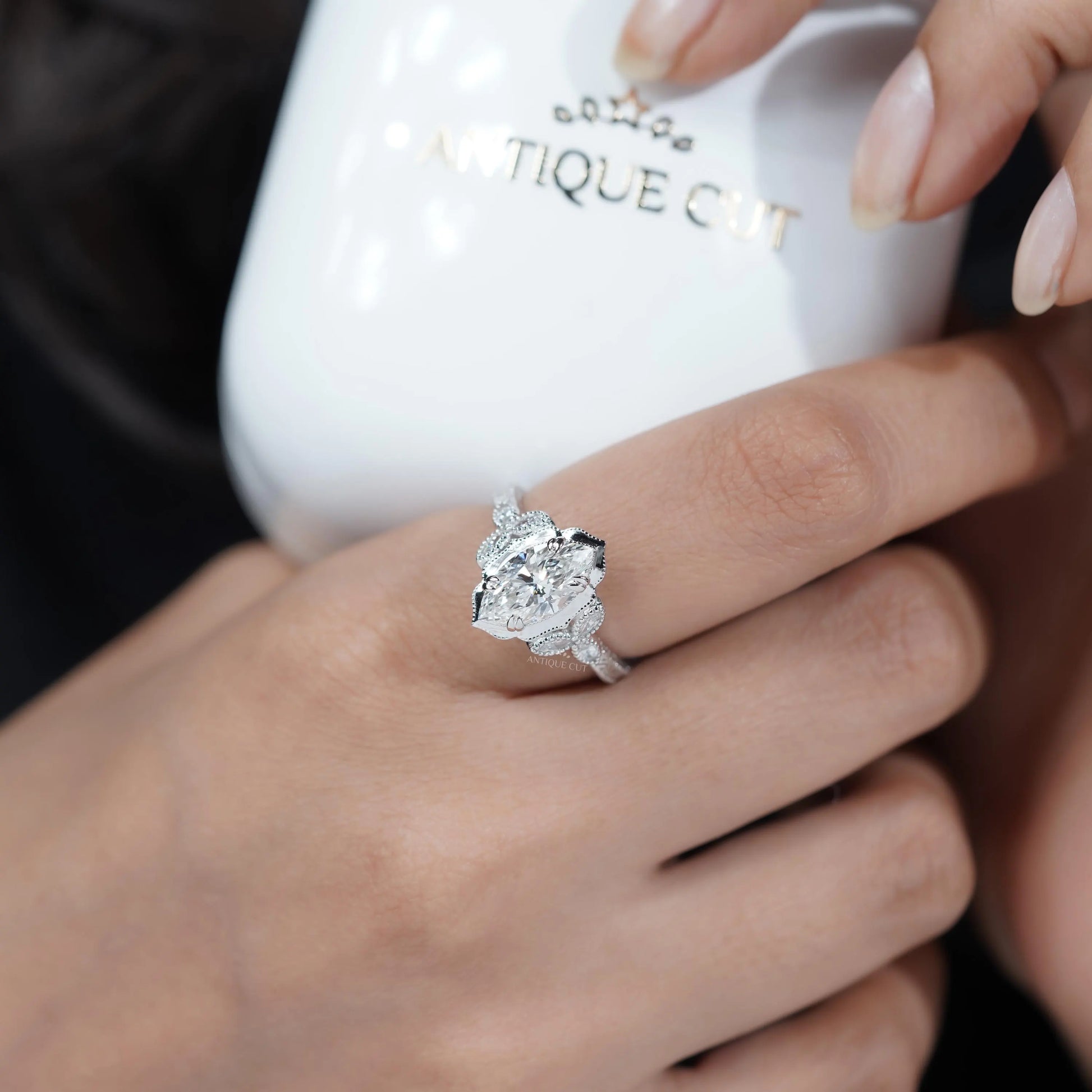 IGI Certified lab grown diamond vintage bridal jewelry