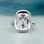 Old Mine Cushion Cut Diamond With Swirl Bezel Set Engagement Ring White Gold IGI Certified