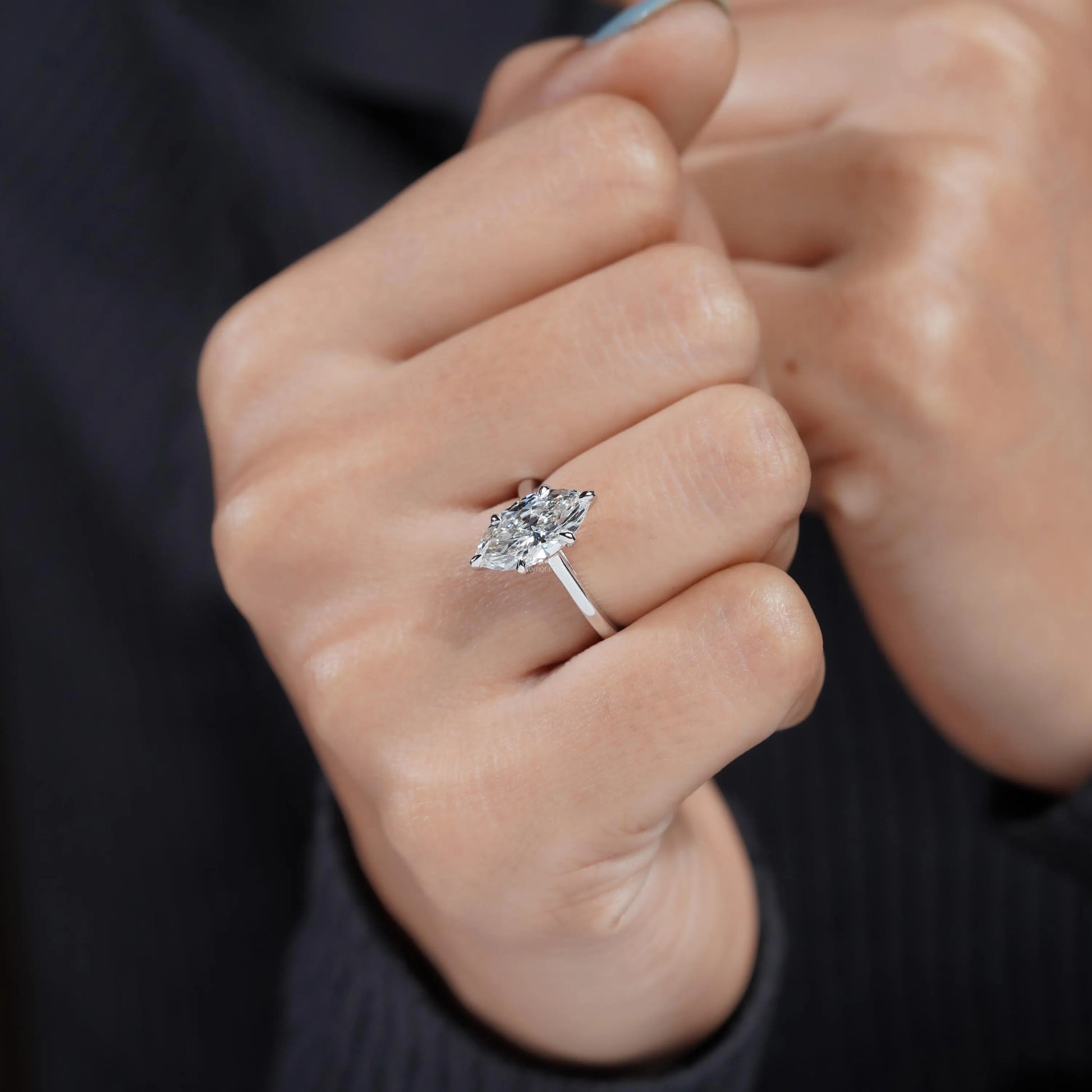 2.50ct Marquise Solitaire Ring | Lab Diamond IGI Certified | Marquise Cut Engagement Ring