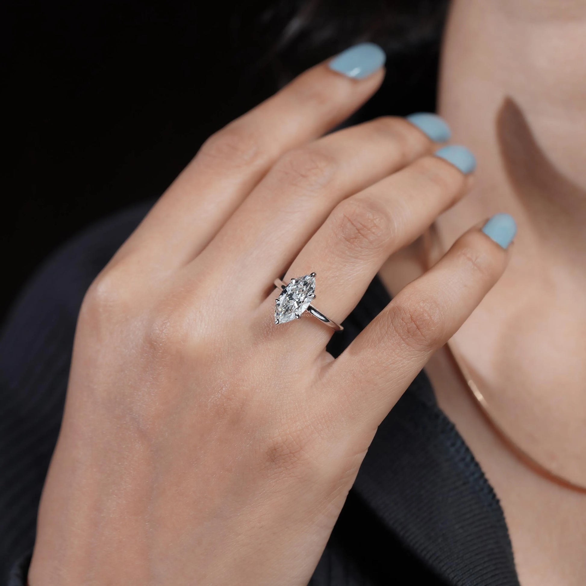 2.50ct Marquise Solitaire Ring | Lab Diamond IGI Certified | Marquise Cut Engagement Ring