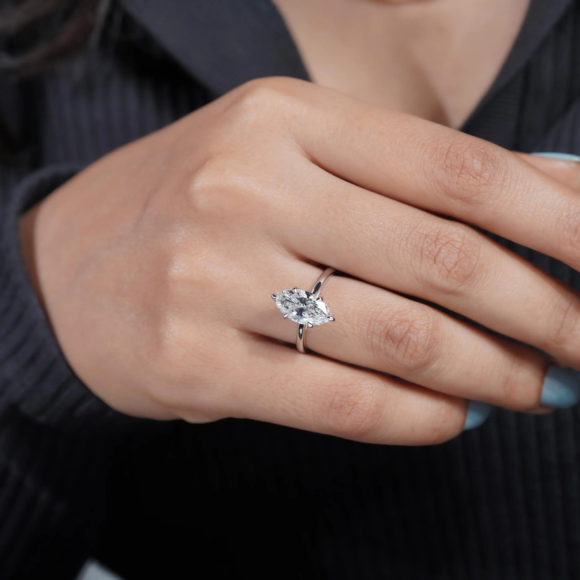 2.50ct Marquise Solitaire Ring | Lab Diamond IGI Certified | Marquise Cut Engagement Ring