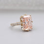 Lab grown pink radiant diamond ring yellow gold hidden stone
