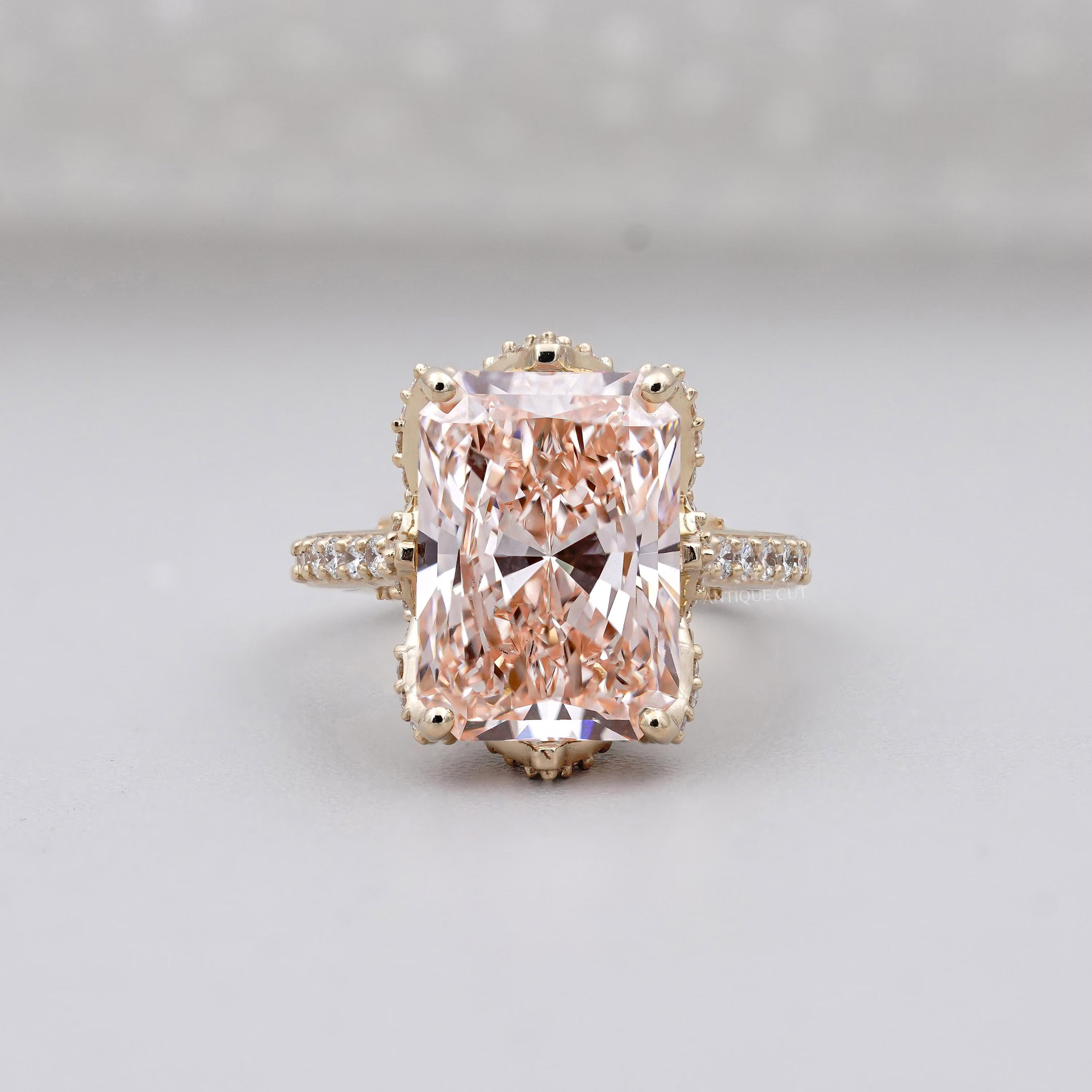 Radiant 3.50tcw Fancy Pink Diamond Ring | Pave Side Stones | Luxury Engagement Ring