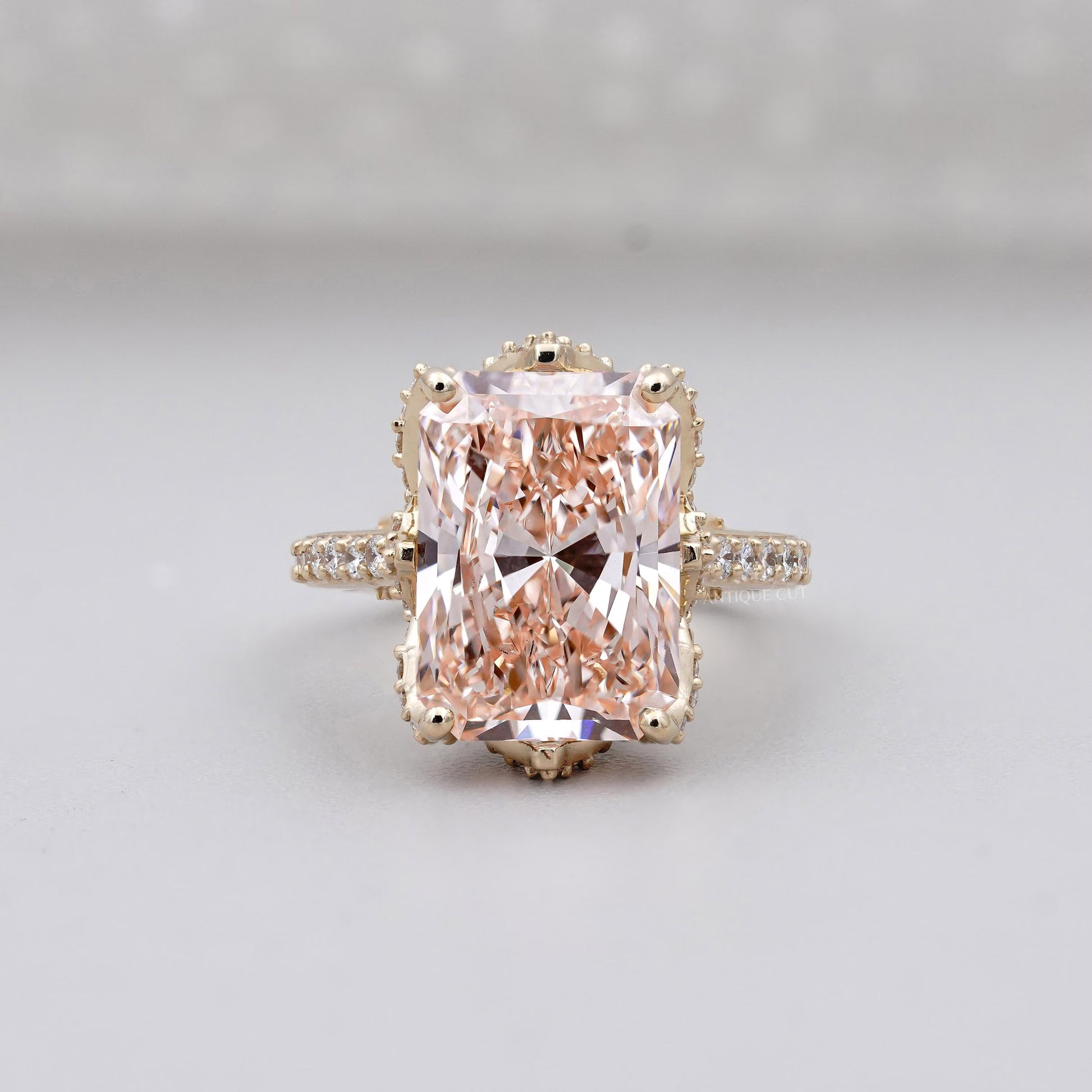 Radiant 3.50tcw Fancy Pink Diamond Ring | Pave Side Stones | Luxury Engagement Ring