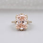 Pink radiant cut diamond ring pave band yellow gold