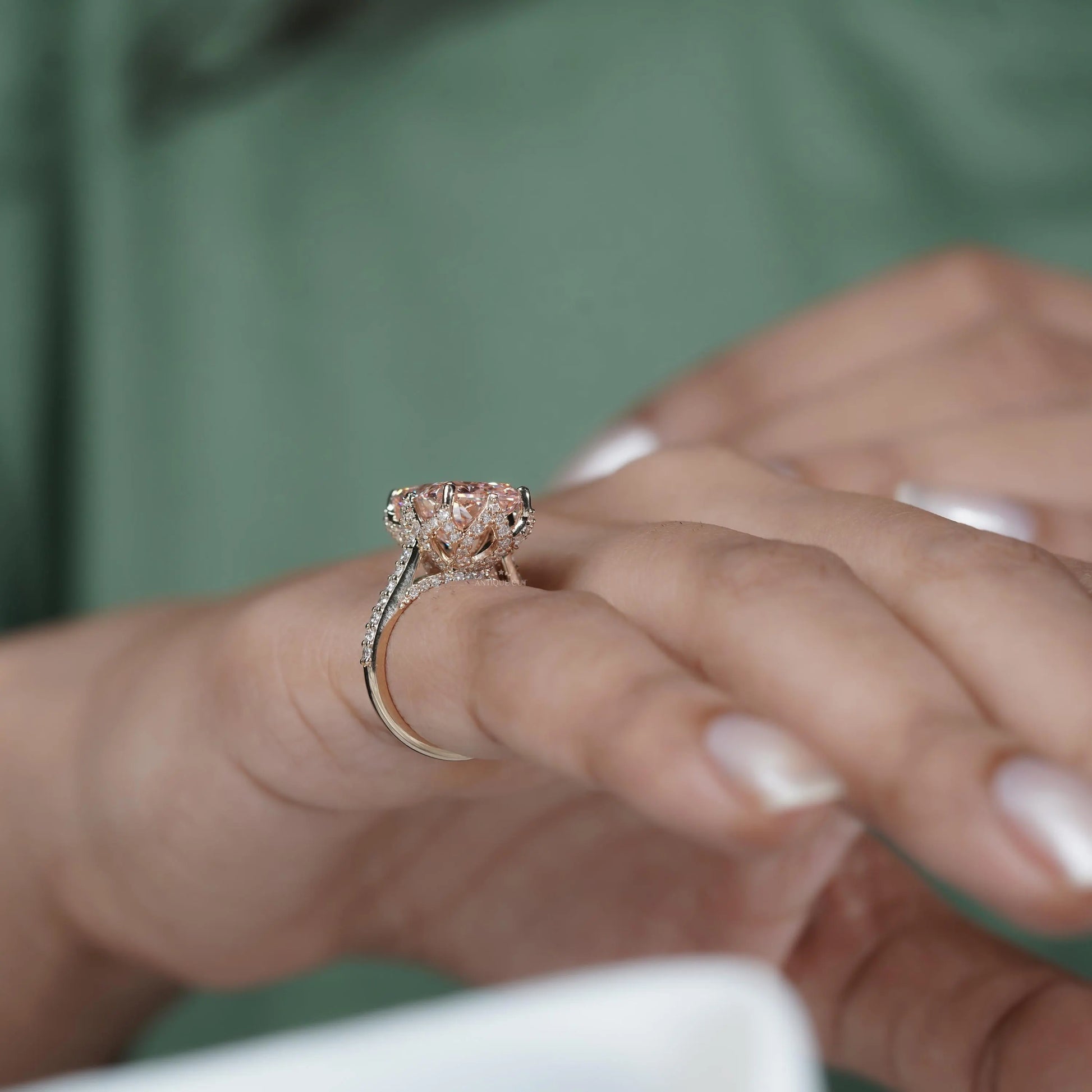 Sophisticated pink radiant diamond ring IGI certified