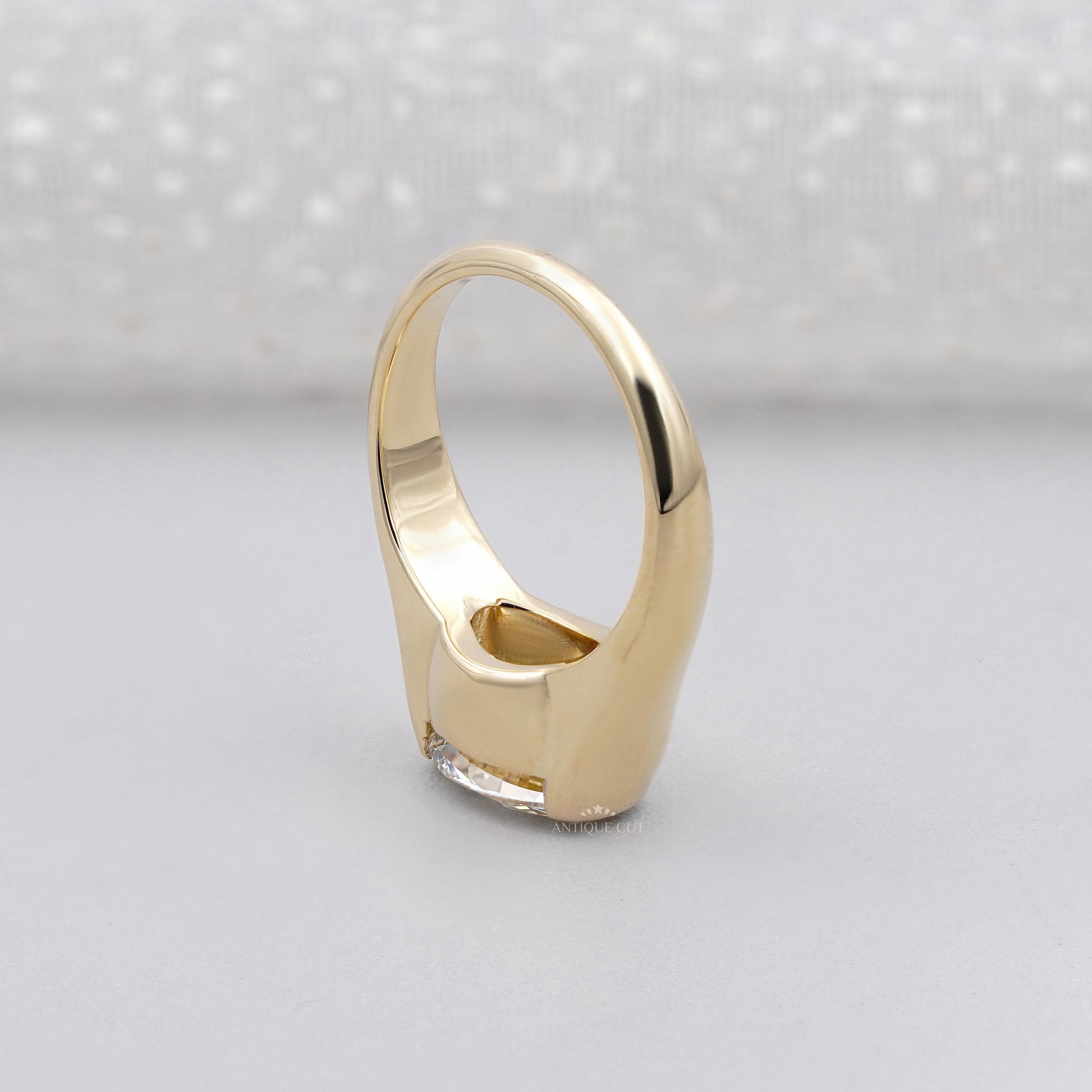 3.00ct Oval Bezel Set Engagement Ring • Solid Gold Thick Band Ring • Modern Oval Solitaire Ring • Unique Sculpted Bezel Ring