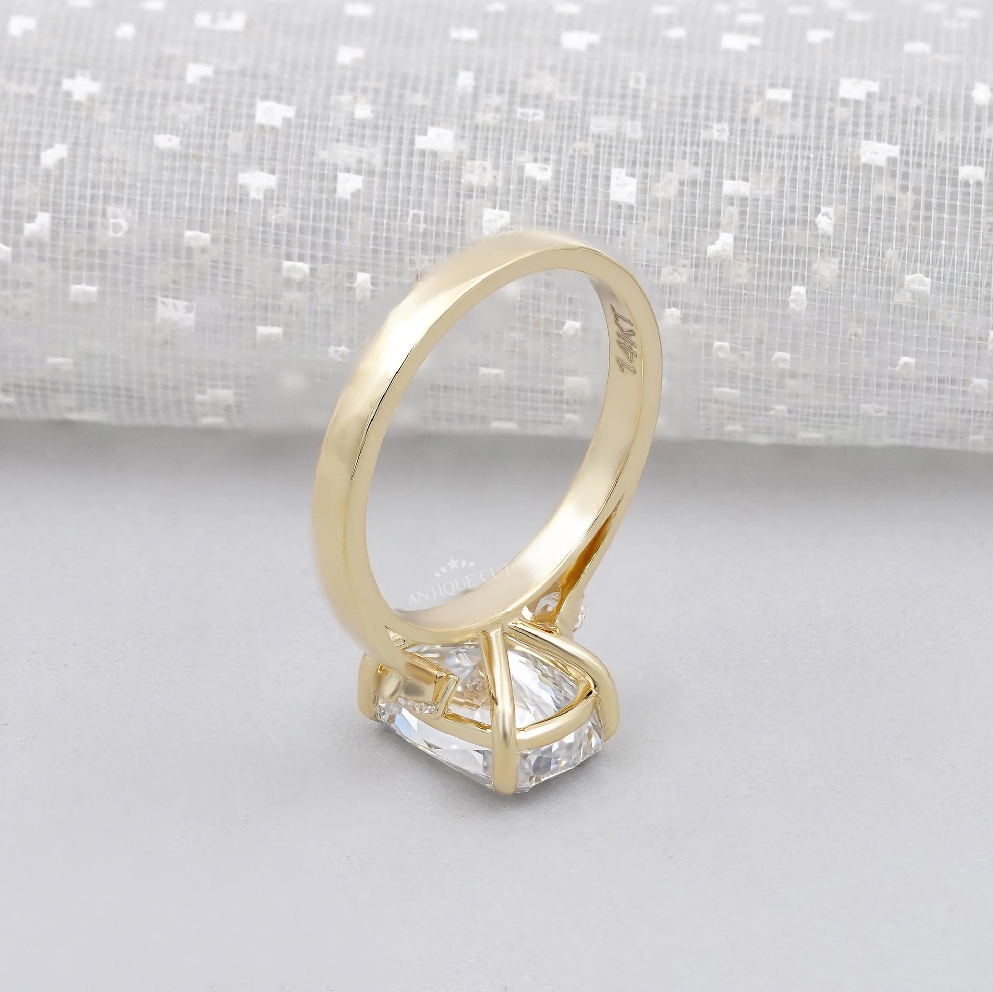 3.50TCW Cushion Cut Lab Grown Diamond Engagement Ring with Round Side Stones |  IGI Certified D-E-F VVS-VS.