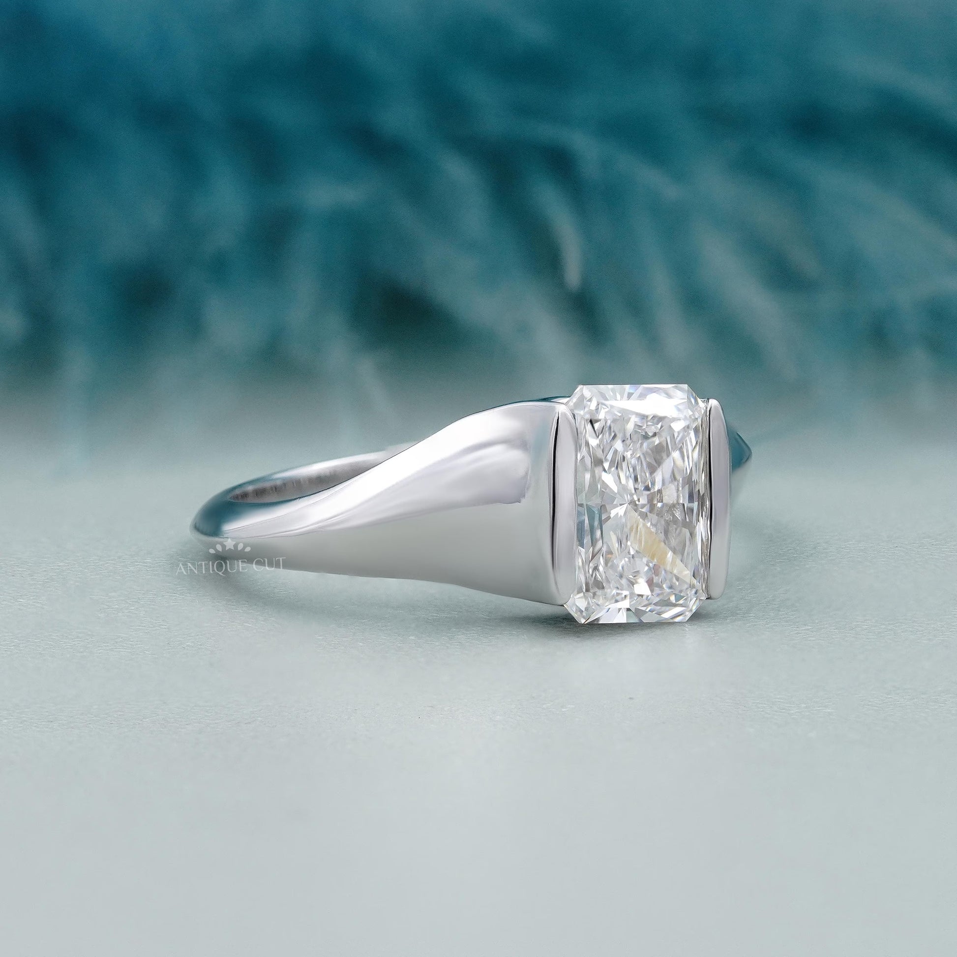 Diamond ring on a light blue background

