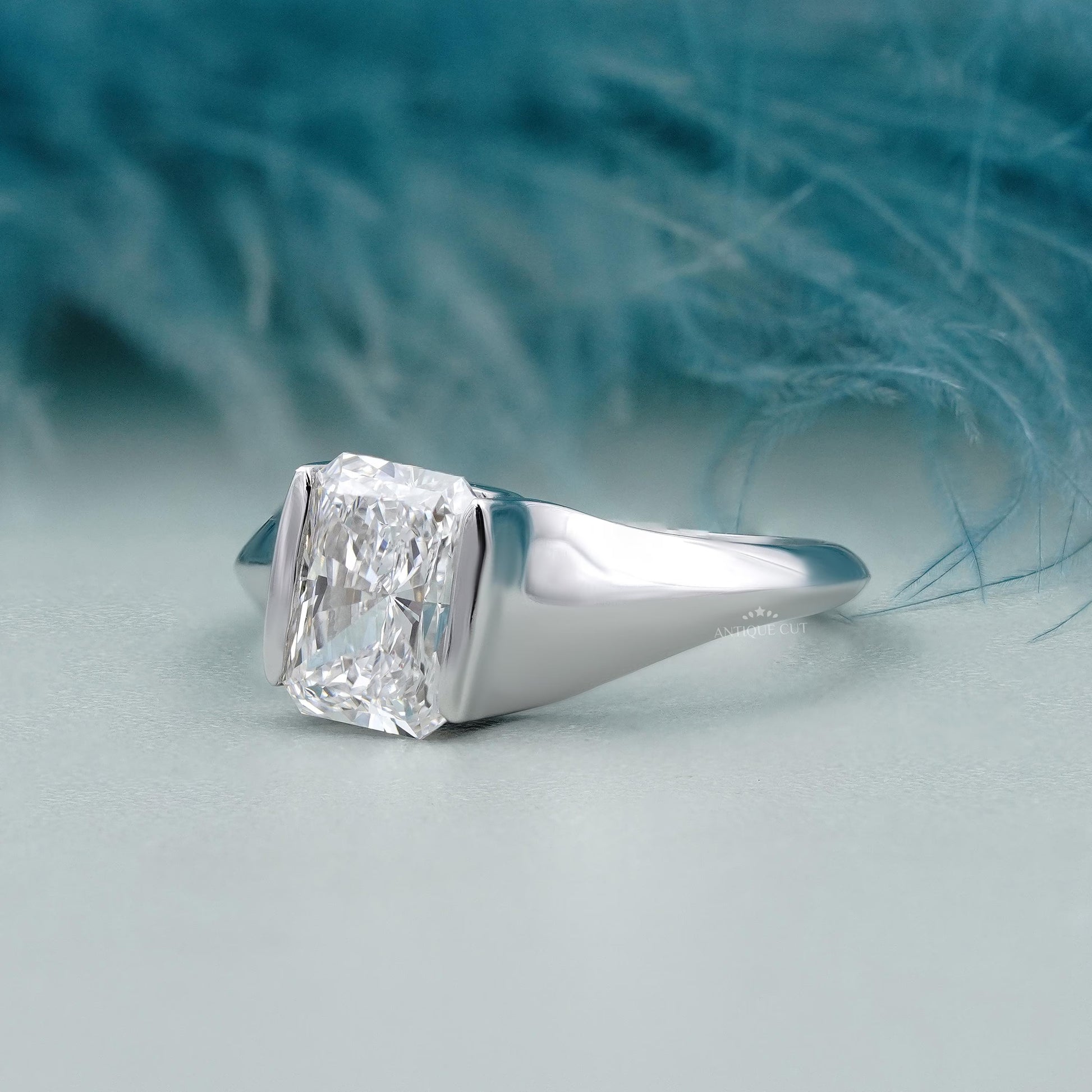 Radiant Cut Diamond With Bezel Set Engagement Ring | IGI Certified