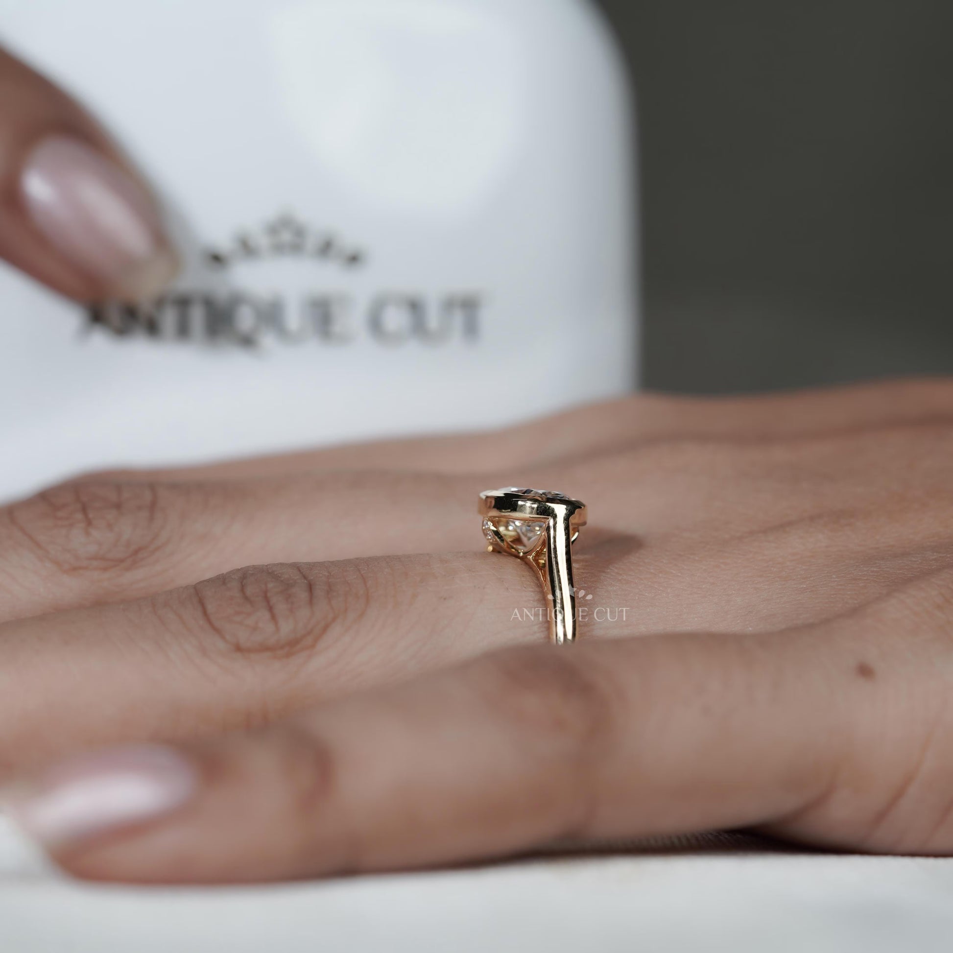 Oval Bezel Engagement Ring With Hidden Halo Diamond | IGI Certified - Lab Grown Diamond