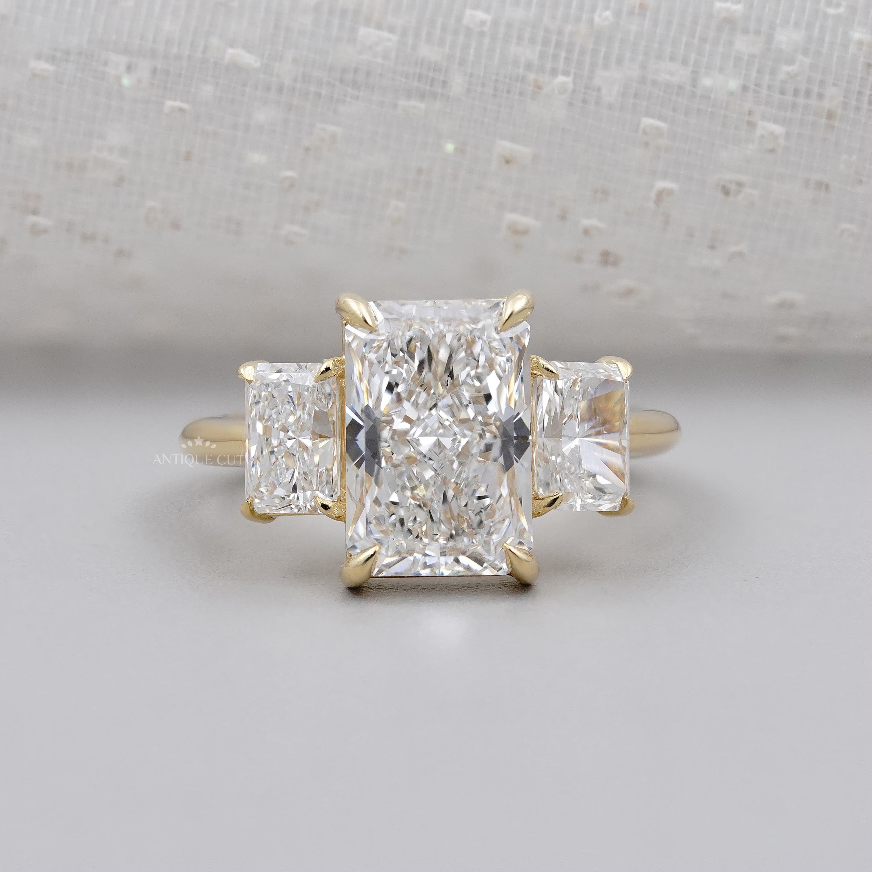 Radiant Cut Lab Grown Diamond Three-Stone Engagement Ring