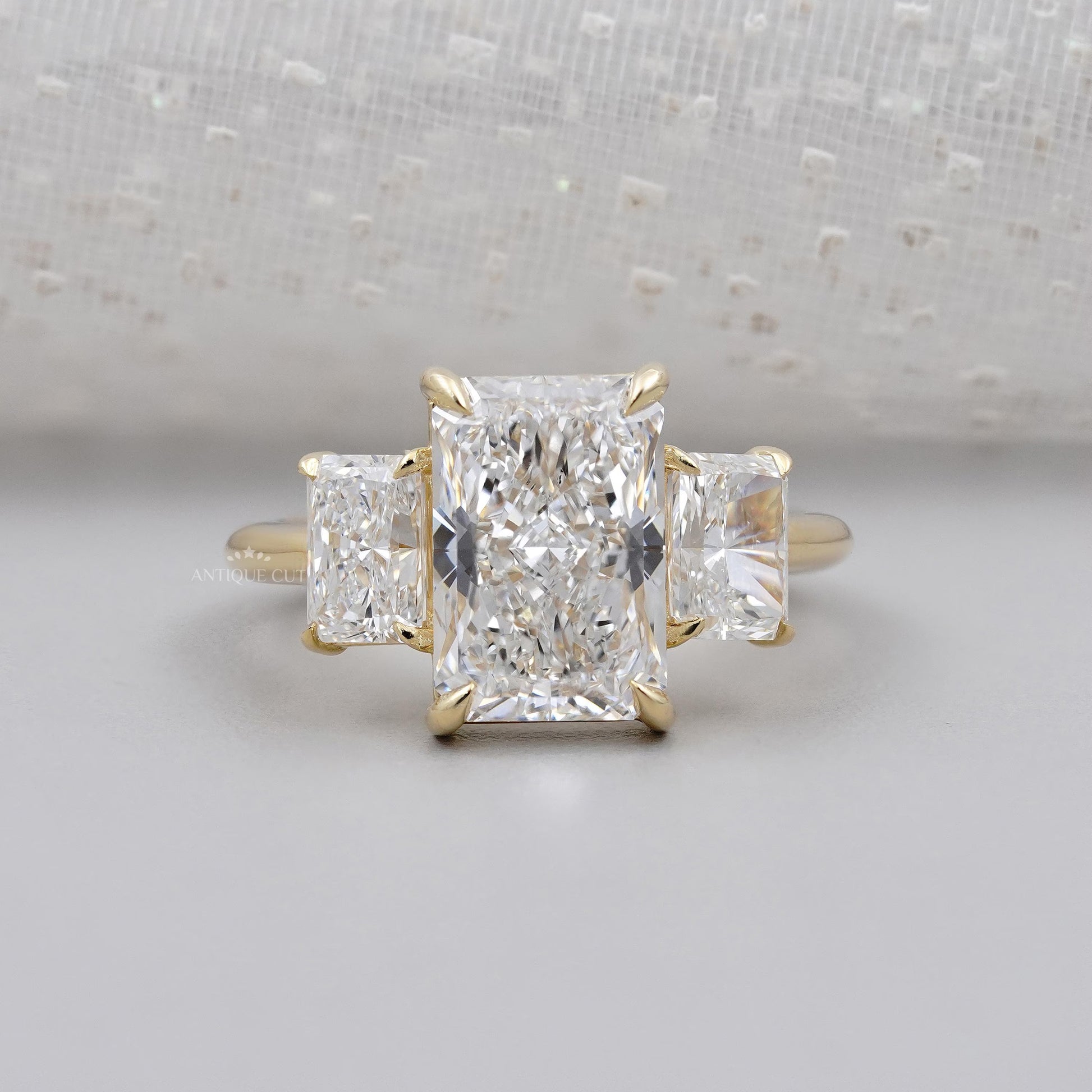 Radiant Cut Lab Grown Diamond Three-Stone Engagement Ring
