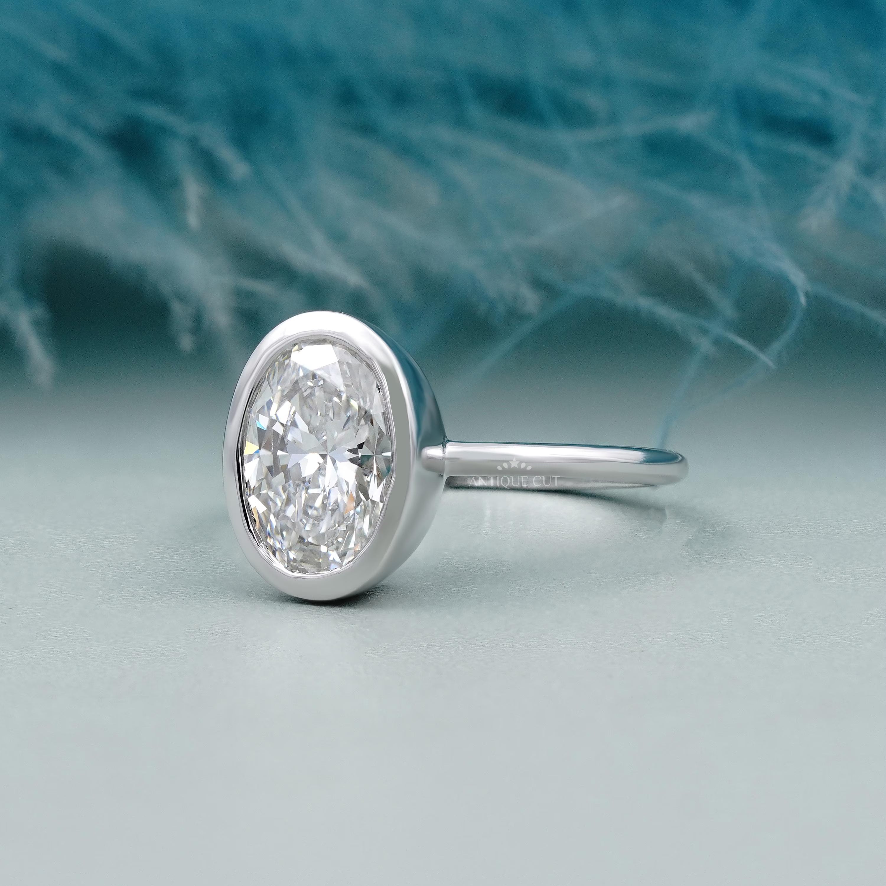 Diamond ring on a light blue background

