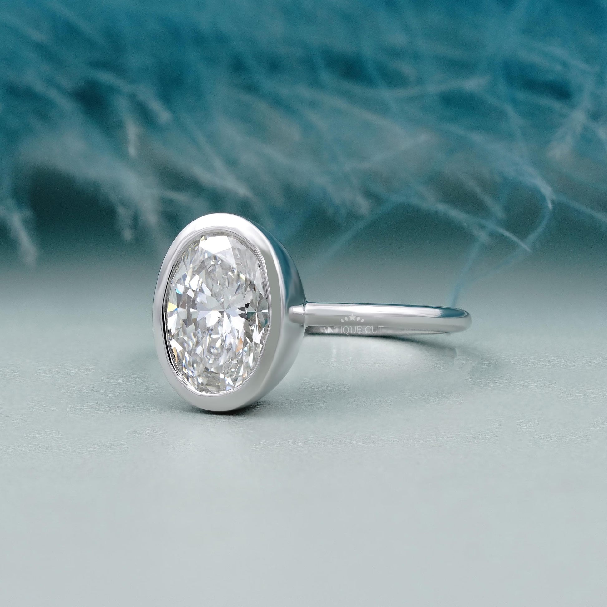 Diamond ring on a light blue background


