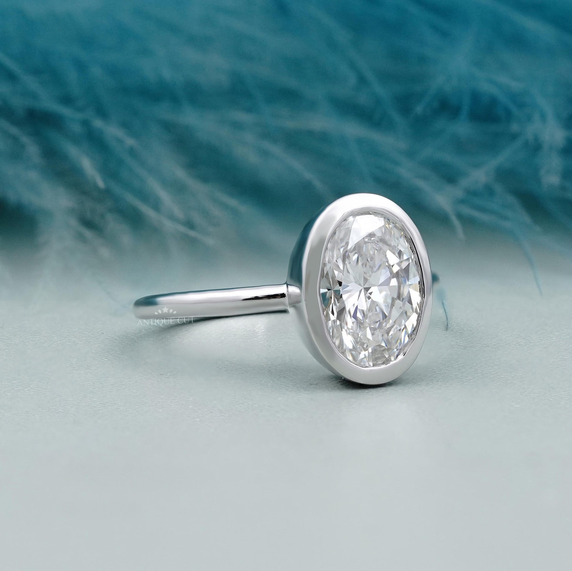 Diamond ring on a light blue background

