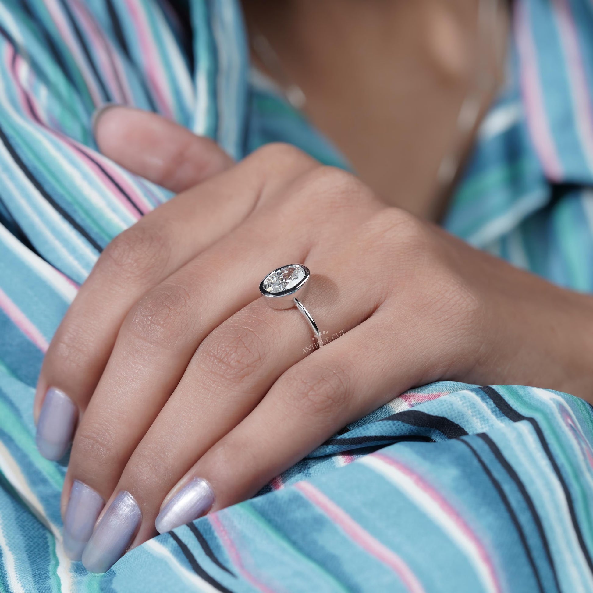 2.00TCW Oval Cut Diamond Engagement Ring | Bezel Set | Solitaire Ring | Lab Grown Diamond Ring IGI Certified D-E-F VVS-VS.