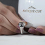 Old mine cushion diamond ring secure bezel setting
