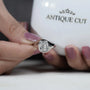 White gold antique style old mine cushion diamond ring