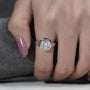 Lab grown cushion diamond ring old mine cut white gold