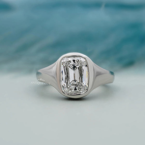 Cushion Cut Bezel Set Engagement Ring