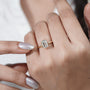 Bezel setting emerald diamond engagement ring