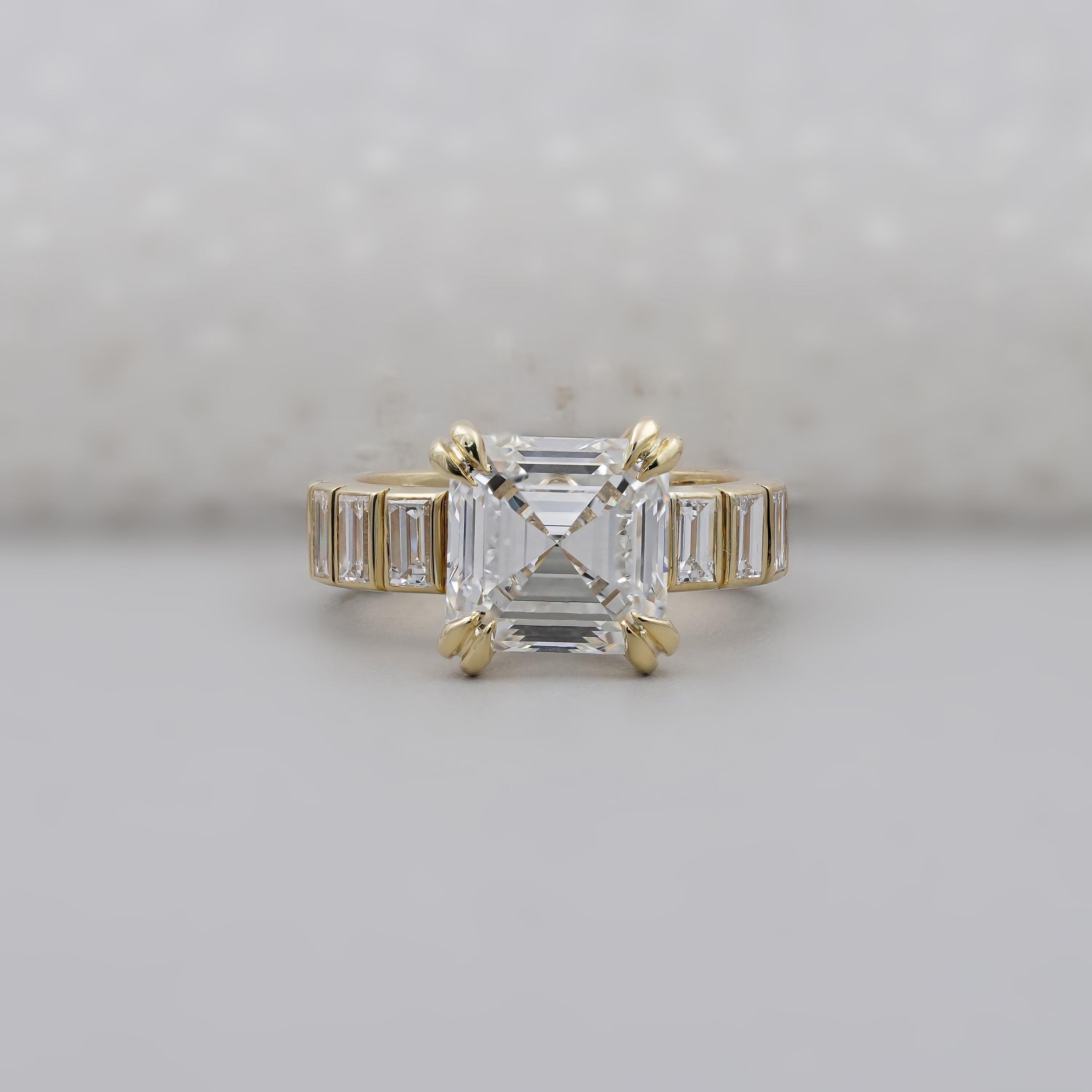 Asscher Cut Lab Grown Diamond Engagement Ring