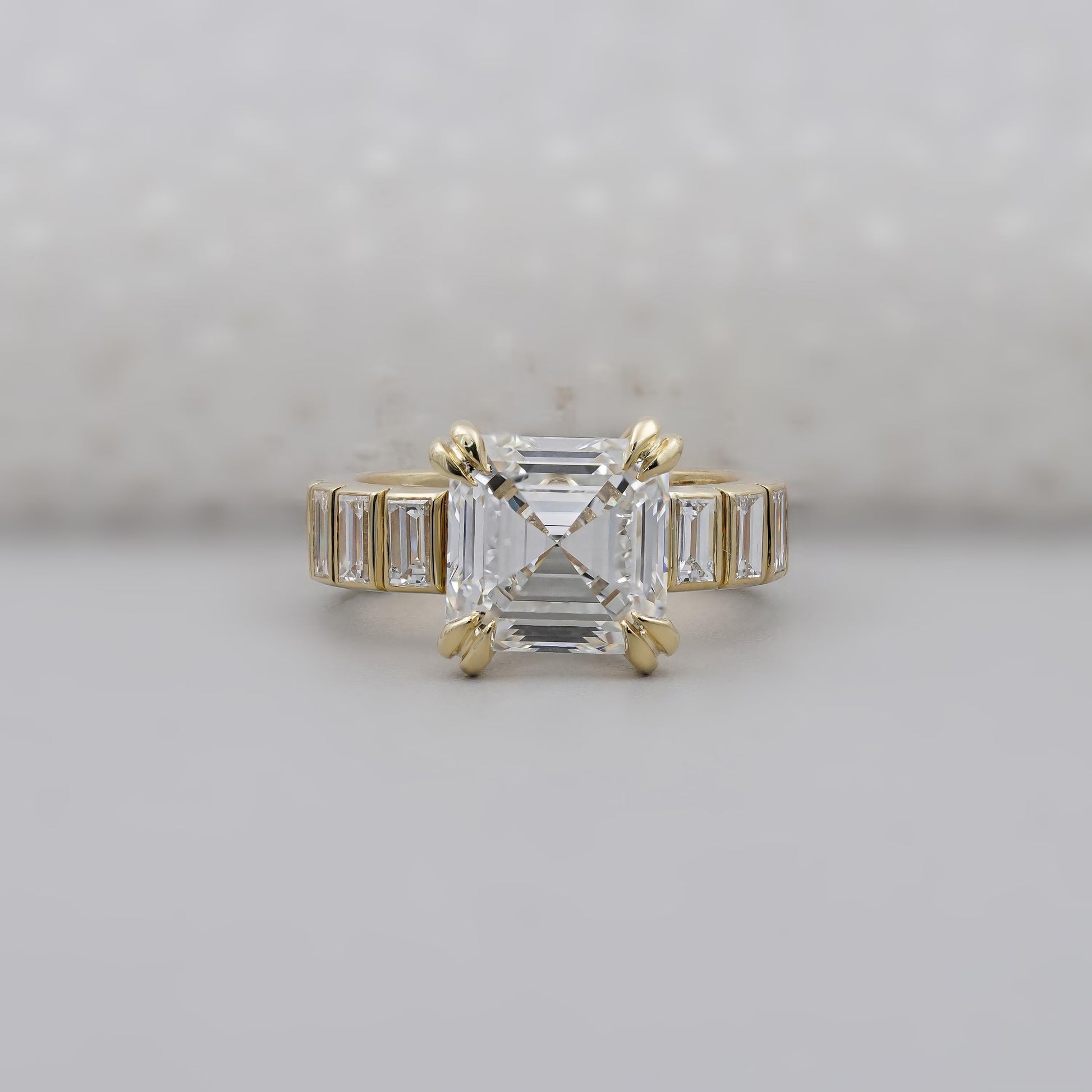 Asscher Cut Lab Grown Diamond Engagement Ring