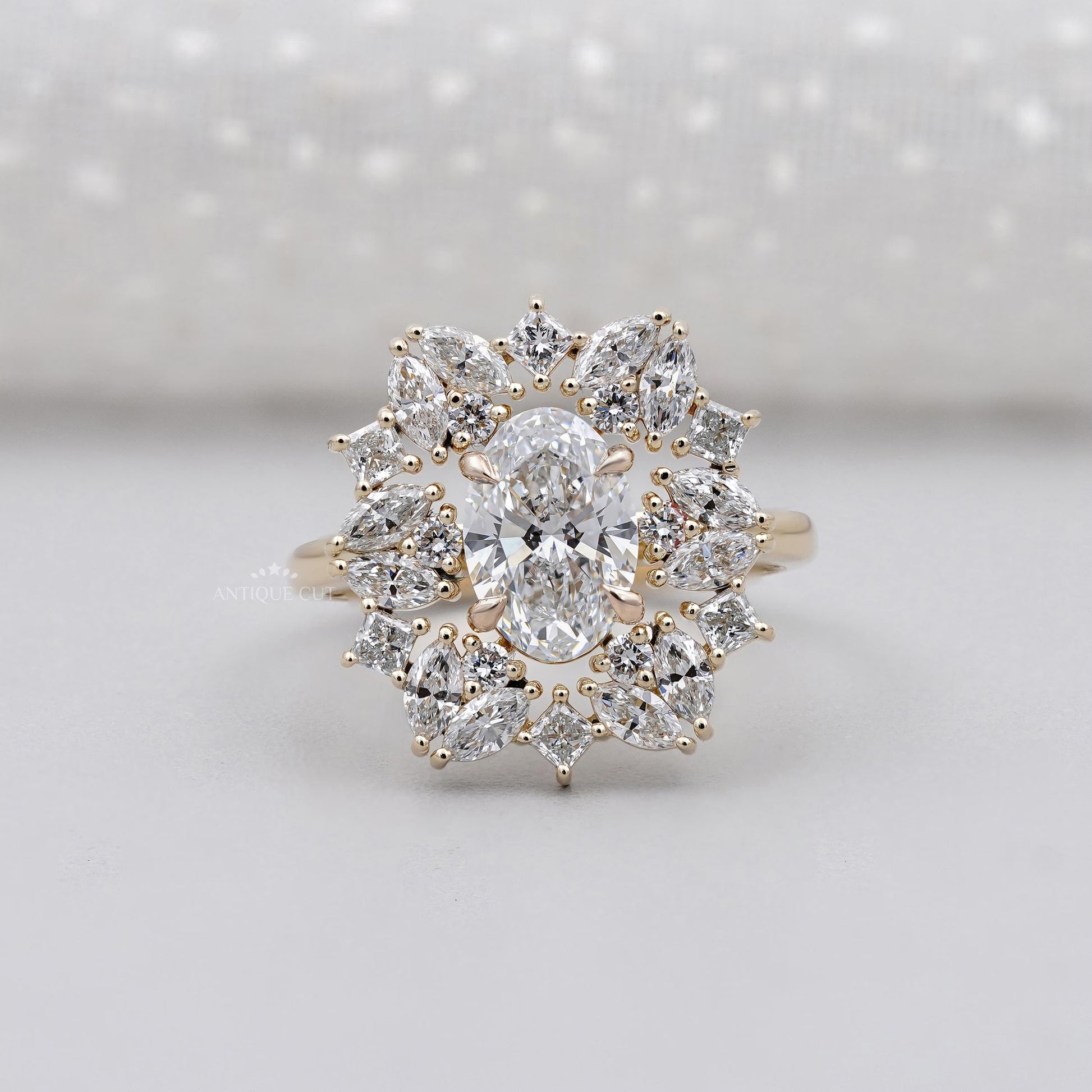 Oval Cut Lab Grown Diamond Halo Engagement Ring