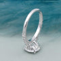 Round cut diamond engagement ring close-up
