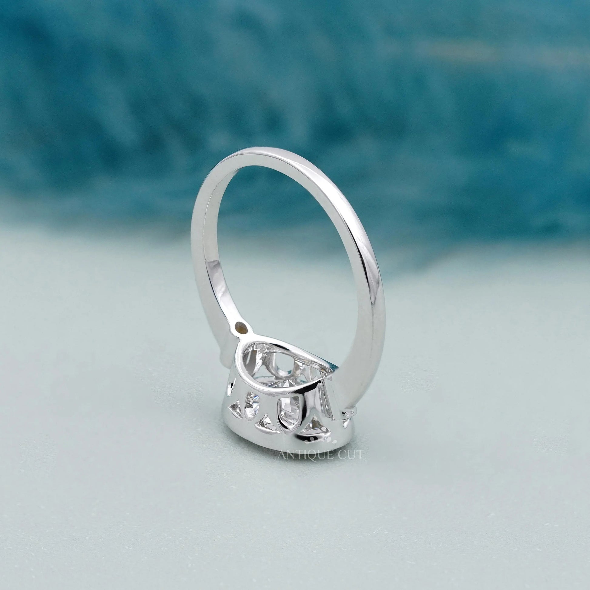 East West Oval Engagement Ring With Bezel Setting | Lab Grown Diamond