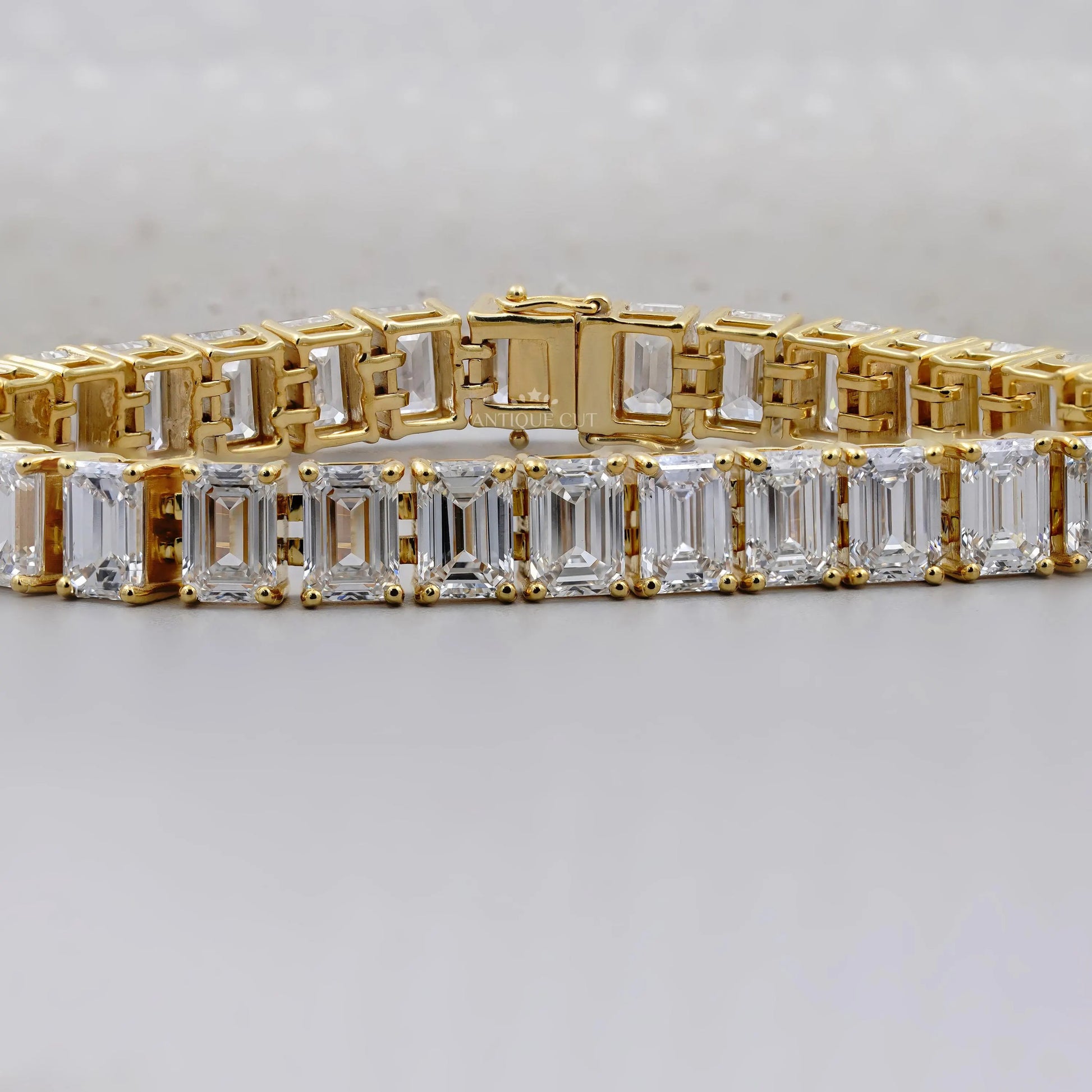 25.90 TCW Emerald Cut Lab Grown Diamond Tennis Bracelet | IGI Certified | White |Yellow |Rose Gold