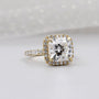 Lab grown cushion cut halo engagement ring